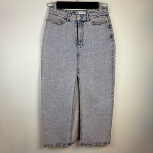 Zara Women’s Long Denim Skirt, Size Medium, Blue with Pink Undertone